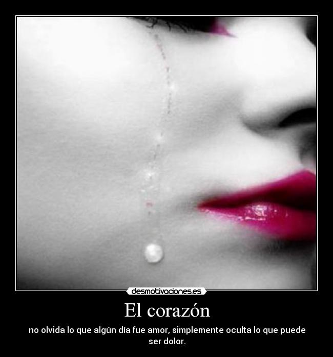 El corazón - no olvida lo que algún día fue amor, simplemente oculta lo que puede ser dolor.