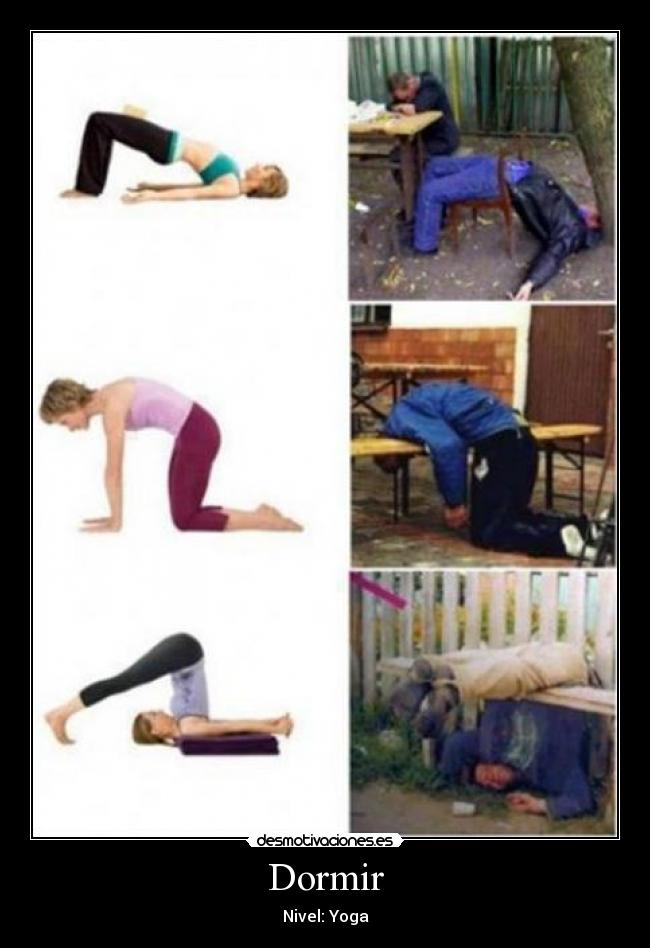 carteles dormir dormir nivel yoga desmotivaciones