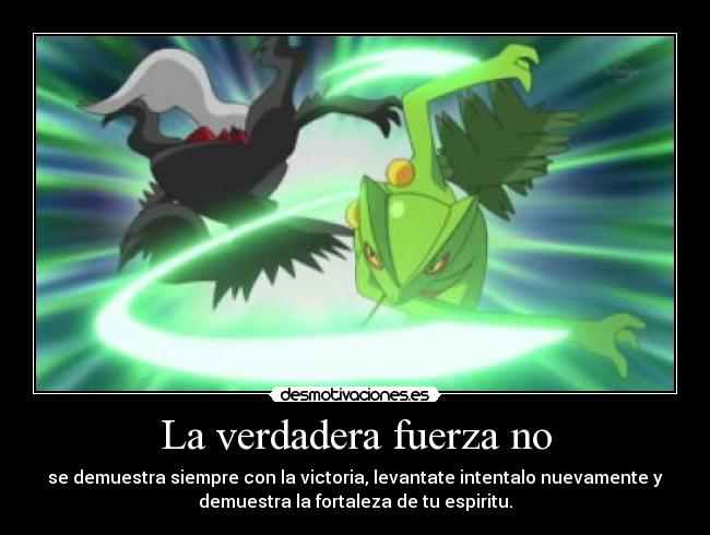 La verdadera fuerza no - se demuestra siempre con la victoria, levantate intentalo nuevamente y
demuestra la fortaleza de tu espiritu.