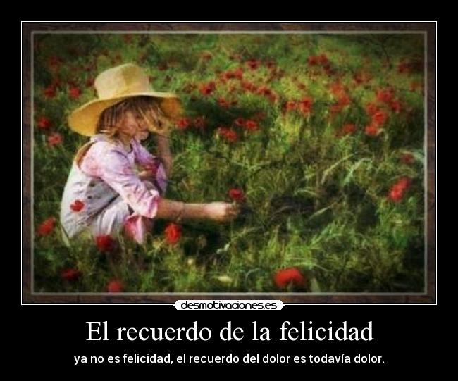El recuerdo de la felicidad - ya no es felicidad, el recuerdo del dolor es todavía dolor.