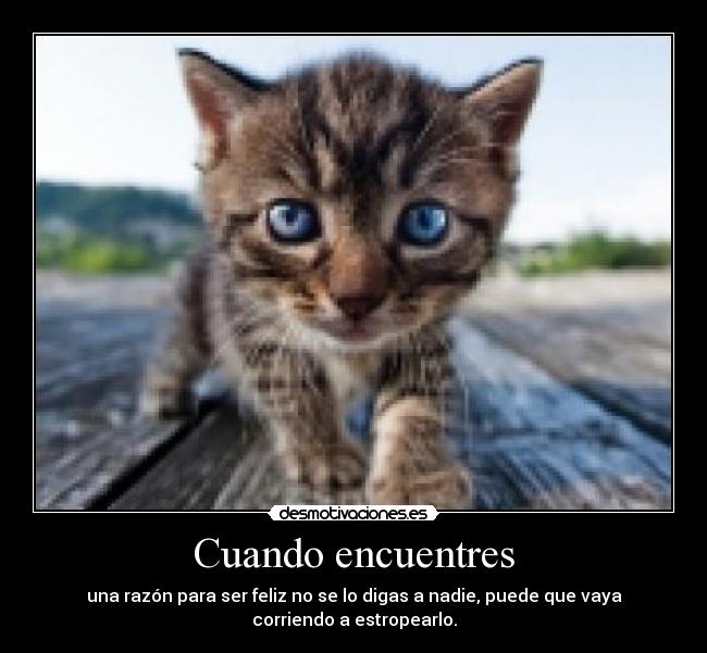 Cuando encuentres - una razón para ser feliz no se lo digas a nadie, puede que vaya
corriendo a estropearlo.