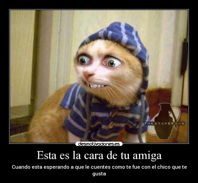 Esta es la cara de tu amiga - Cuando esta esperando a que le cuentes como te fue con el chico que te gusta