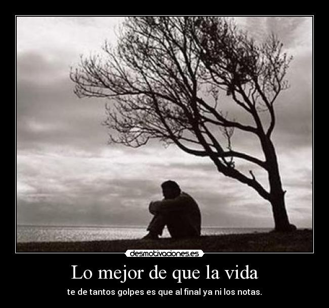 Lo mejor de que la vida - te de tantos golpes es que al final ya ni los notas.