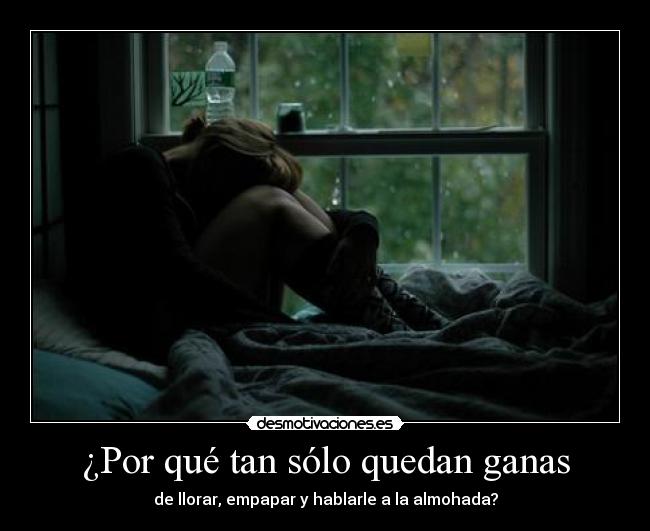 ¿Por qué tan sólo quedan ganas - de llorar, empapar y hablarle a la almohada?