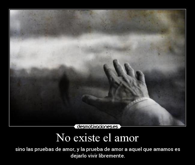No existe el amor - sino las pruebas de amor, y la prueba de amor a aquel que amamos es
dejarlo vivir libremente.