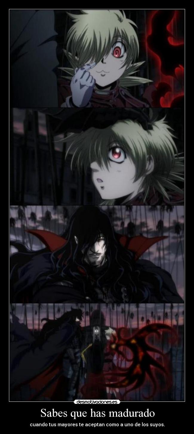 carteles anime hellsing seras alucard integra nigatsu harukaze hacerse mayor desmotivaciones