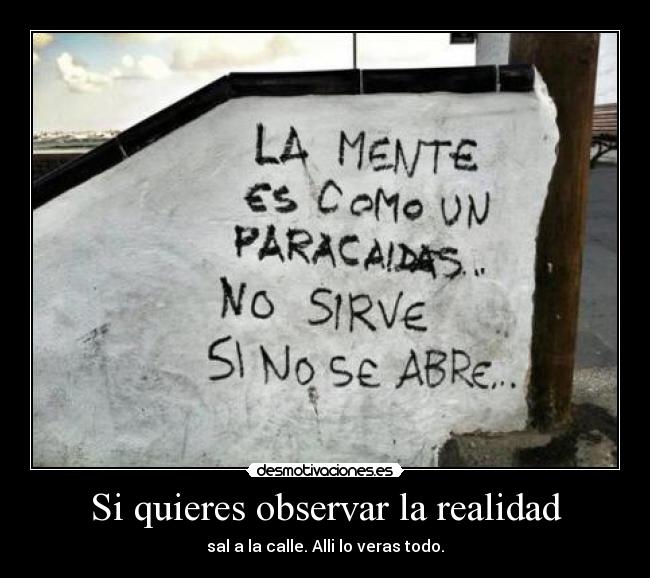 Si quieres observar la realidad - sal a la calle. Alli lo veras todo.