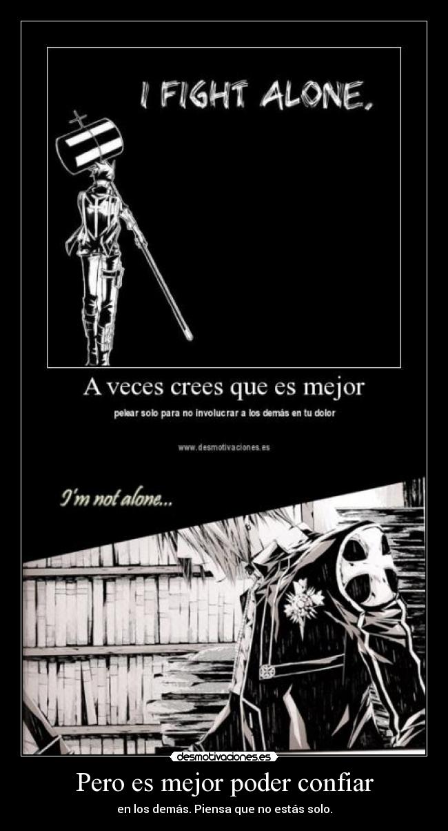 carteles anime gray man lavi confiar demas solo desmotivaciones