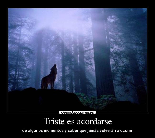 Triste es acordarse - de algunos momentos y saber que jamás volverán a ocurrir.