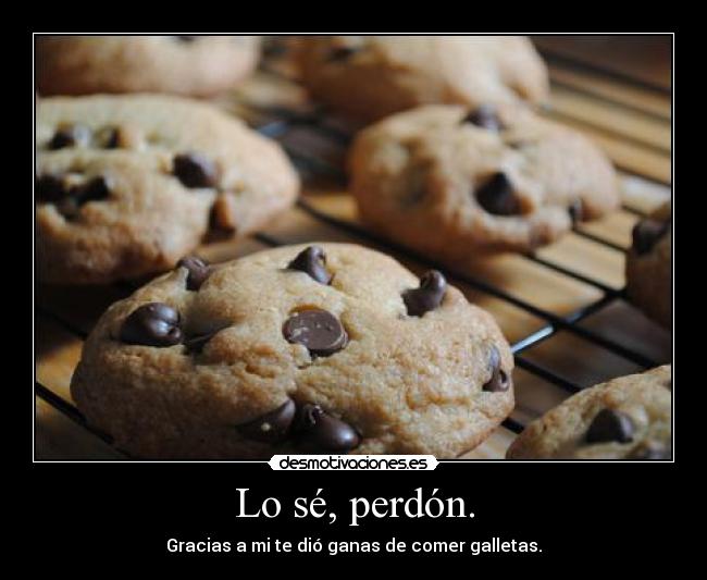Lo sé, perdón. - Gracias a mi te dió ganas de comer galletas.