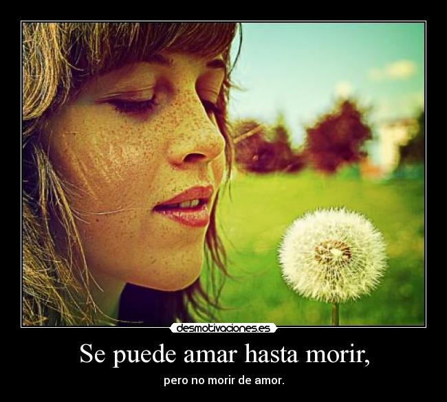 Se puede amar hasta morir, - pero no morir de amor.