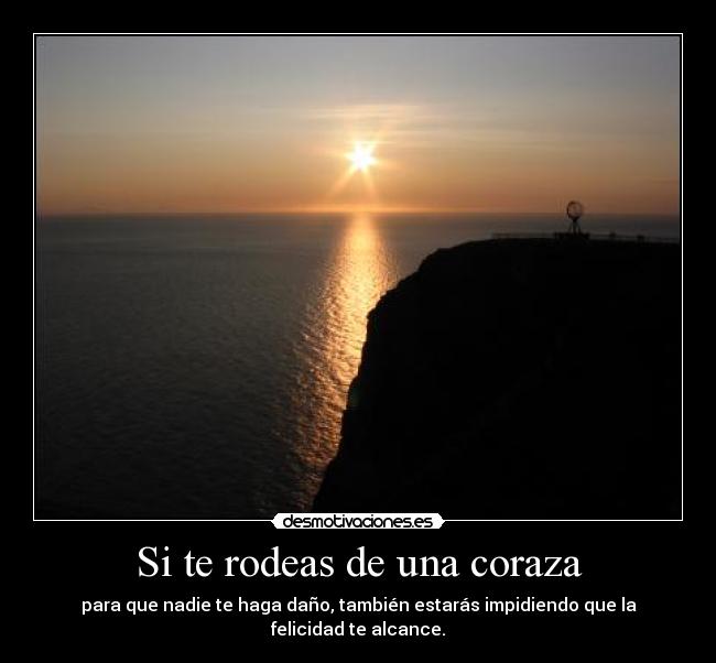 Si te rodeas de una coraza - para que nadie te haga daño, también estarás impidiendo que la felicidad te alcance.