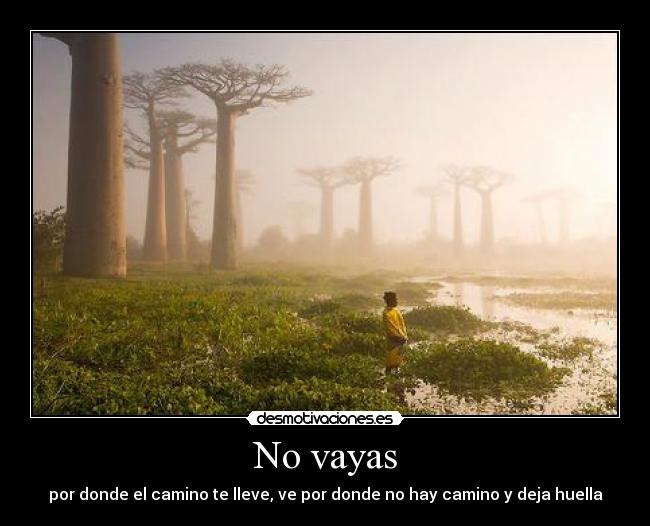 No vayas - por donde el camino te lleve, ve por donde no hay camino y deja huella