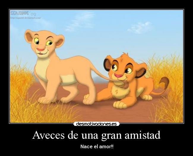 carteles amistad simba nala desmotivaciones