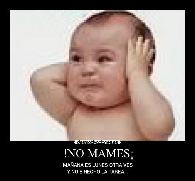 !NO MAMES¡ - MAÑANA ES LUNES OTRA VES
Y NO E HECHO LA TAREA...