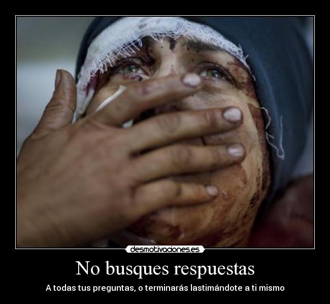 No busques respuestas - A todas tus preguntas, o terminarás lastimándote a ti mismo