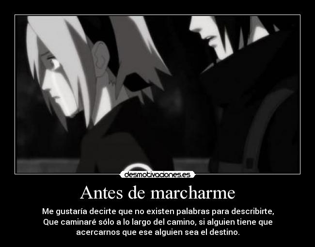 carteles anime naruto sasuke sakura sasusaku amor imposible konoha despedia desmotivaciones