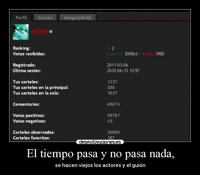 El tiempo pasa y no pasa nada, - se hacen viejos los actores y el guión