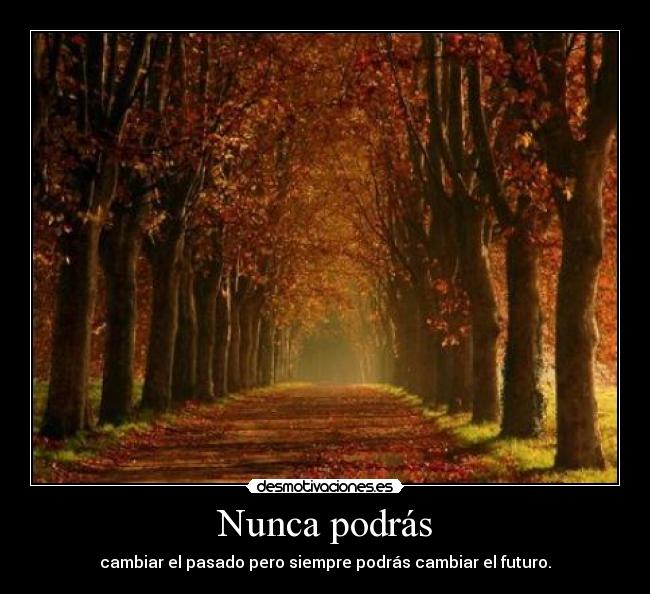 Nunca podrás - cambiar el pasado pero siempre podrás cambiar el futuro.