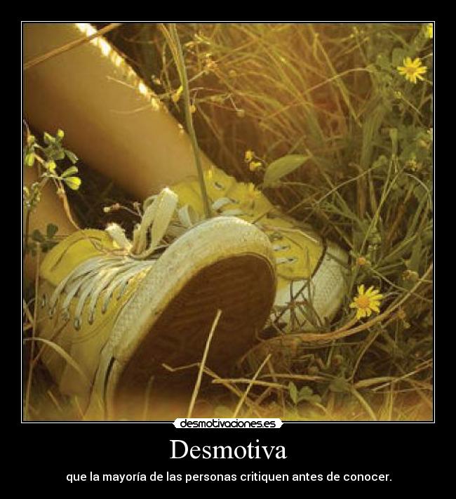 Desmotiva - que la mayoría de las personas critiquen antes de conocer.