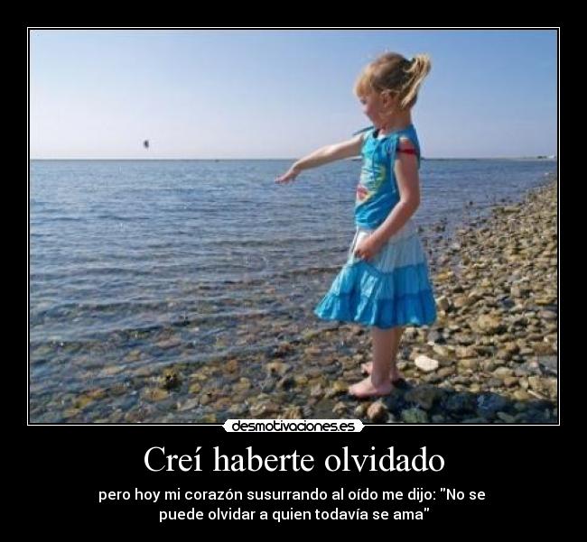 Creí haberte olvidado - pero hoy mi corazón susurrando al oído me dijo: No se 
puede olvidar a quien todavía se ama