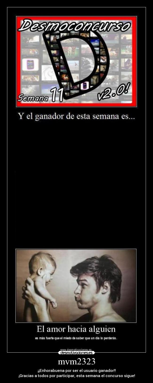 mvm2323 - ¡¡Enhorabuena por ser el usuario ganador!!
¡Gracias a todos por participar, esta semana el concurso sigue!