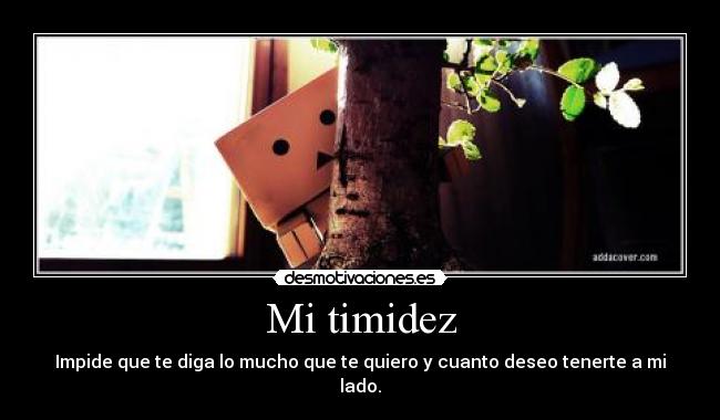Mi timidez - Impide que te diga lo mucho que te quiero y cuanto deseo tenerte a mi lado.