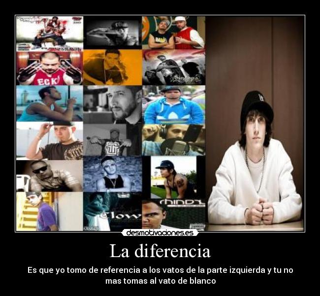 La diferencia - Es que yo tomo de referencia a los vatos de la parte izquierda y tu no
mas tomas al vato de blanco