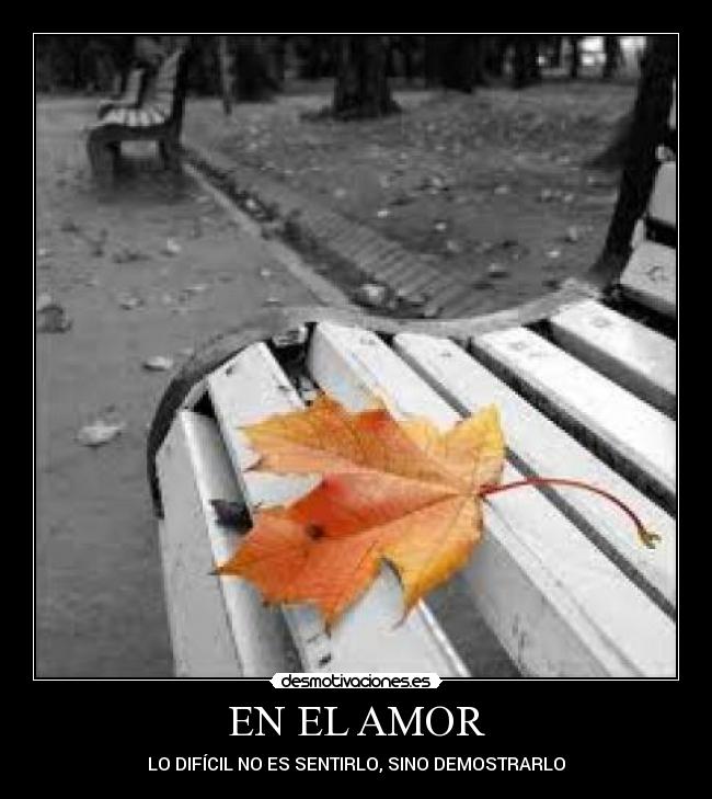 EN EL AMOR - LO DIFÍCIL NO ES SENTIRLO, SINO DEMOSTRARLO