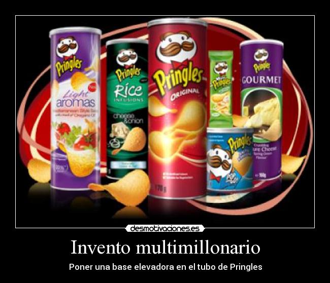 Invento multimillonario - Poner una base elevadora en el tubo de Pringles