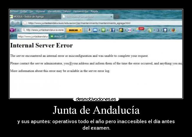 Junta de Andalucía - y sus apuntes: operativos todo el año pero inaccesibles el día antes del examen.