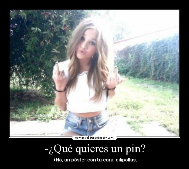 -¿Qué quieres un pin? - +No, un póster con tu cara, gilipollas.