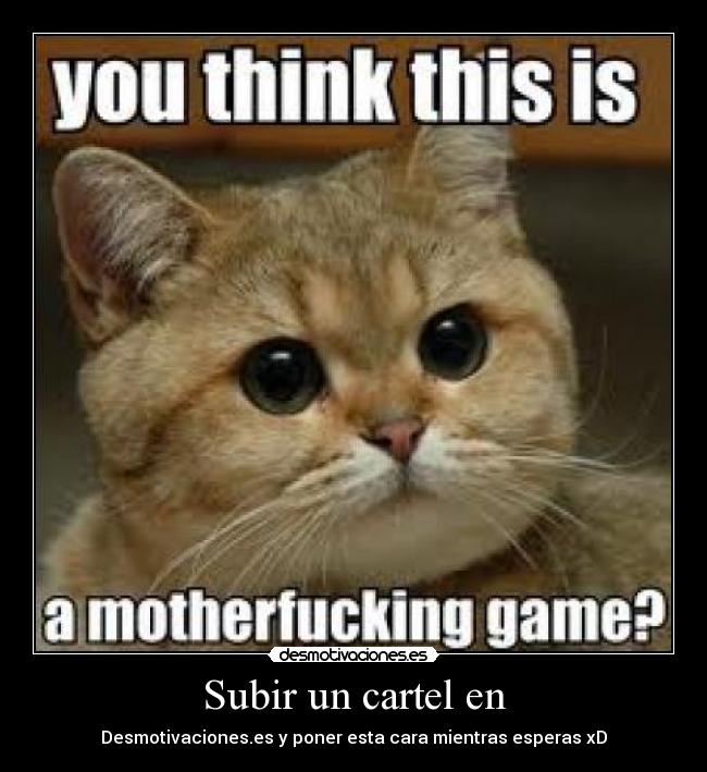 Subir un cartel en - Desmotivaciones.es y poner esta cara mientras esperas xD