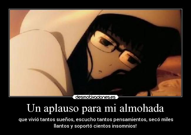 carteles almohada suenos pensamientos llanto black rock shooter yomi takanashi anime asdasdsadsa desmotivaciones
