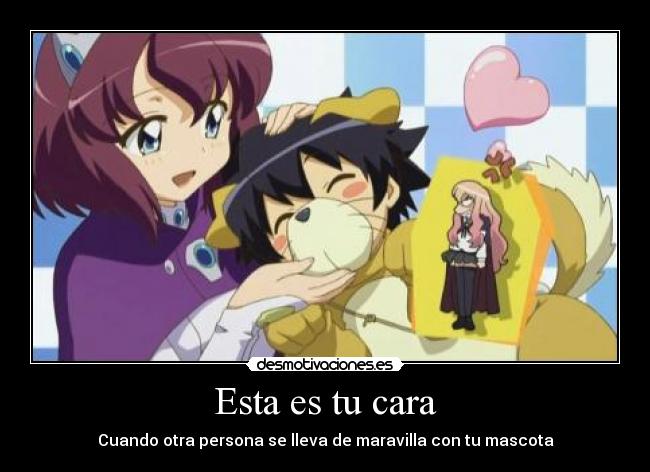 carteles mascotas perros estaestucara zeronotsukaima anime desmotivaciones