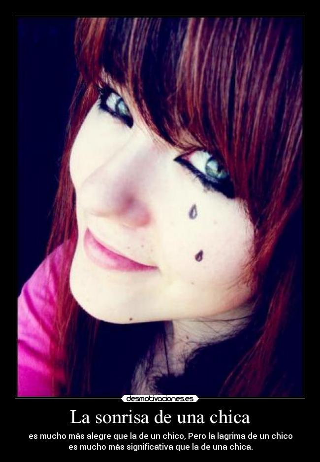 carteles sonrisa mucho mas alegre que chico pero lagrima chico mucho mas significativa que desmotivaciones