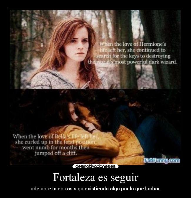 Fortaleza es seguir - adelante mientras siga existiendo algo por lo que luchar.