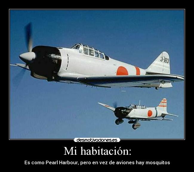 Mi habitación: - Es como Pearl Harbour, pero en vez de aviones hay mosquitos