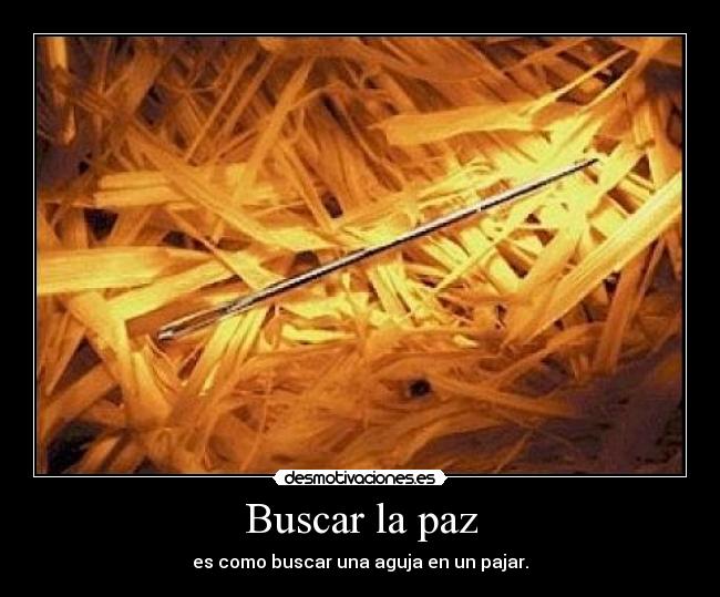 Buscar la paz - es como buscar una aguja en un pajar.