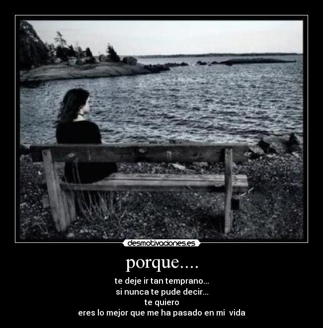 porque.... - te deje ir tan temprano...
si nunca te pude decir...
te quiero
eres lo mejor que me ha pasado en mi vida