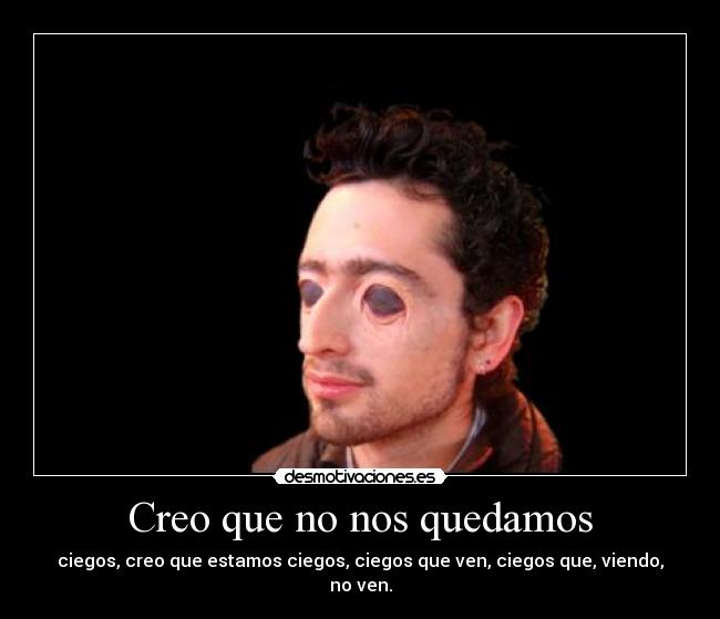 Creo que no nos quedamos - ciegos, creo que estamos ciegos, ciegos que ven, ciegos que, viendo, no ven.