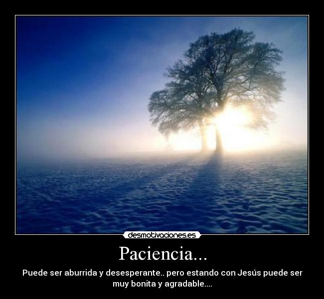 Paciencia... - Puede ser aburrida y desesperante.. pero estando con Jesús puede ser
muy bonita y agradable....