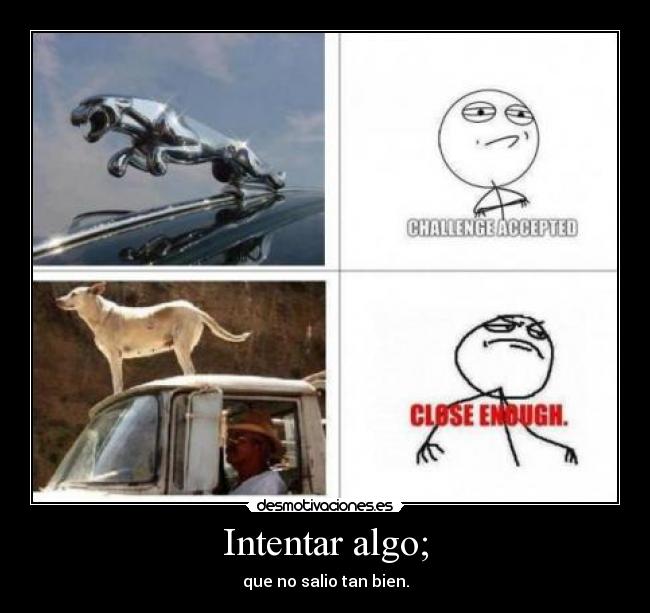 Intentar algo; - que no salio tan bien.