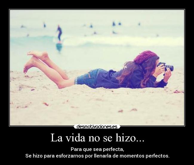 La vida no se hizo... - Para que sea perfecta,
Se hizo para esforzarnos por llenarla de momentos perfectos.