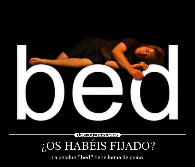 ¿OS HABÉIS FIJADO? - La palabra bed tiene forma de cama.