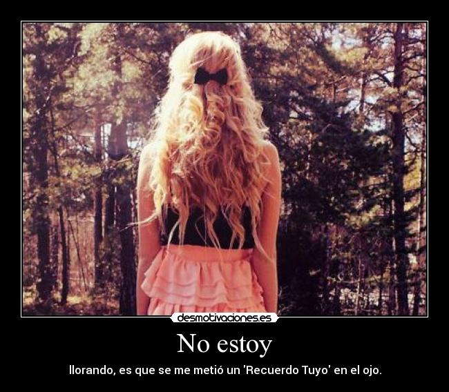No estoy - llorando, es que se me metió un Recuerdo Tuyo en el ojo.