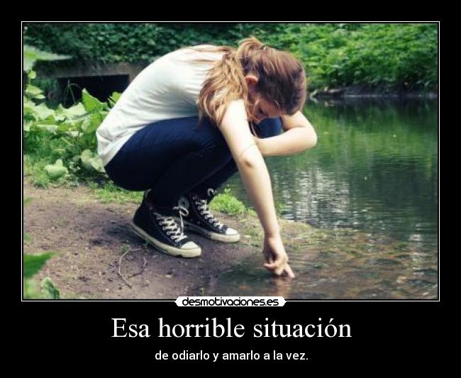 Esa horrible situación - de odiarlo y amarlo a la vez.
