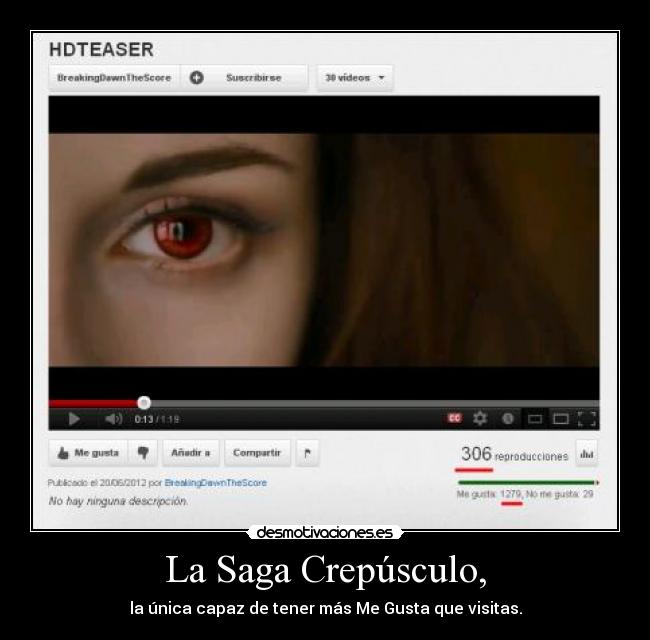 La Saga Crepúsculo, - la única capaz de tener más Me Gusta que visitas.