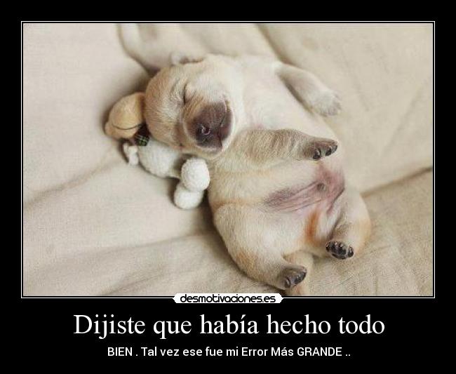 Dijiste que había hecho todo - BIEN . Tal vez ese fue mi Error Más GRANDE ..