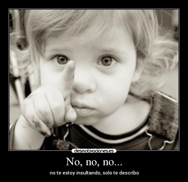 No, no, no... - no te estoy insultando, solo te describo